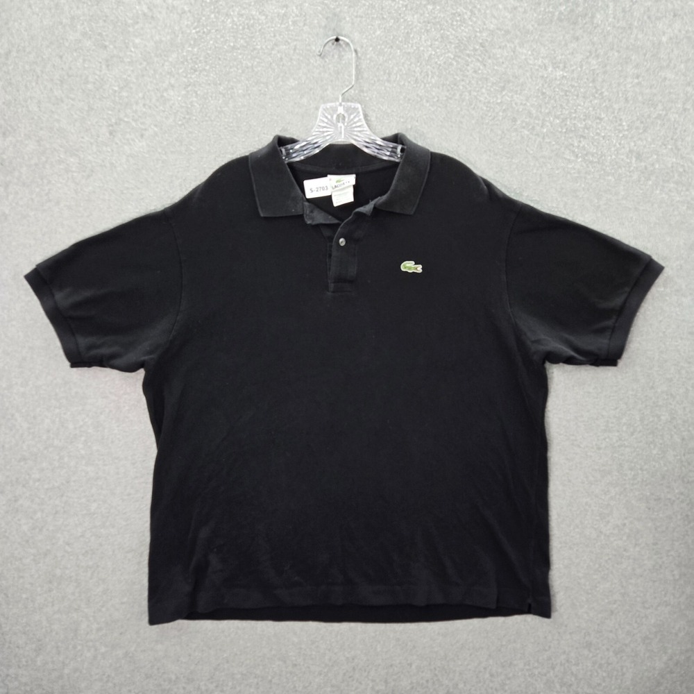 Lacoste Men Polo Shirt 8 3XL Black Logo Cotton‎ Short Sleeve Collar Pullover